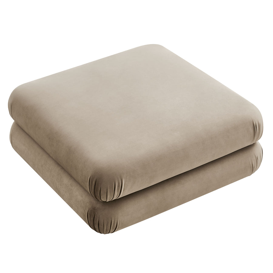 Beckett Modular Performance Velvet Ottoman in Taupe