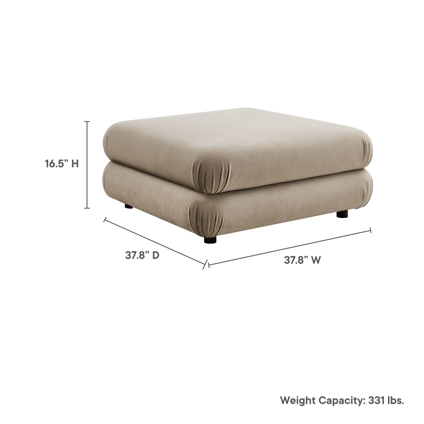 Jubilee Modular Performance Velvet Ottoman by Furniture For America