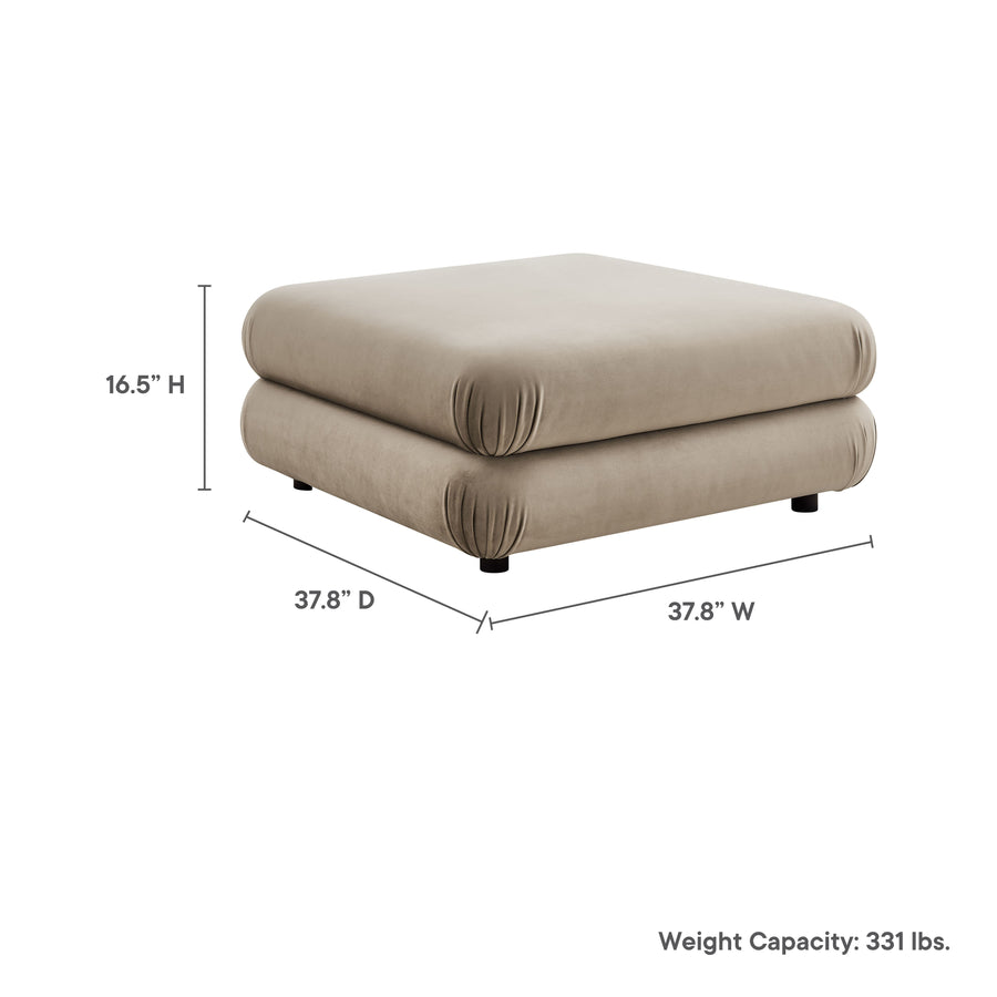 Beckett Modular Performance Velvet Ottoman in Taupe