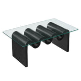 Agave Glass Top Coffee Table in Black