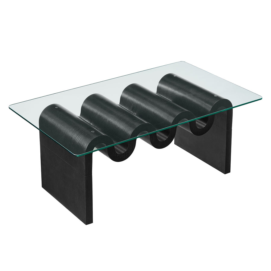 Agave Glass Top Coffee Table in Black