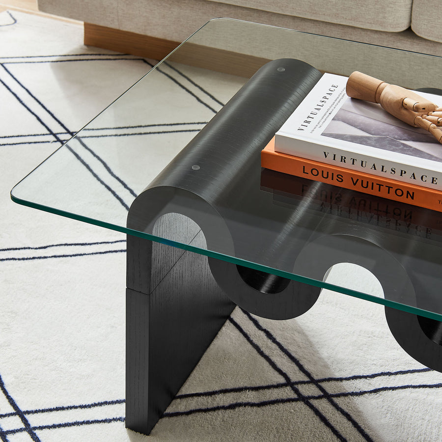 Agave Glass Top Coffee Table in Black