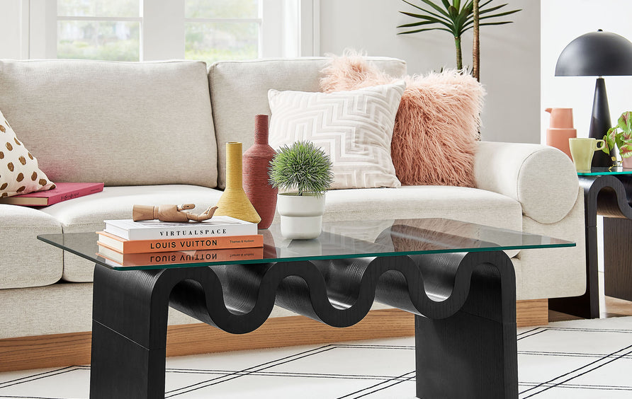 Agave Glass Top Coffee Table in Black