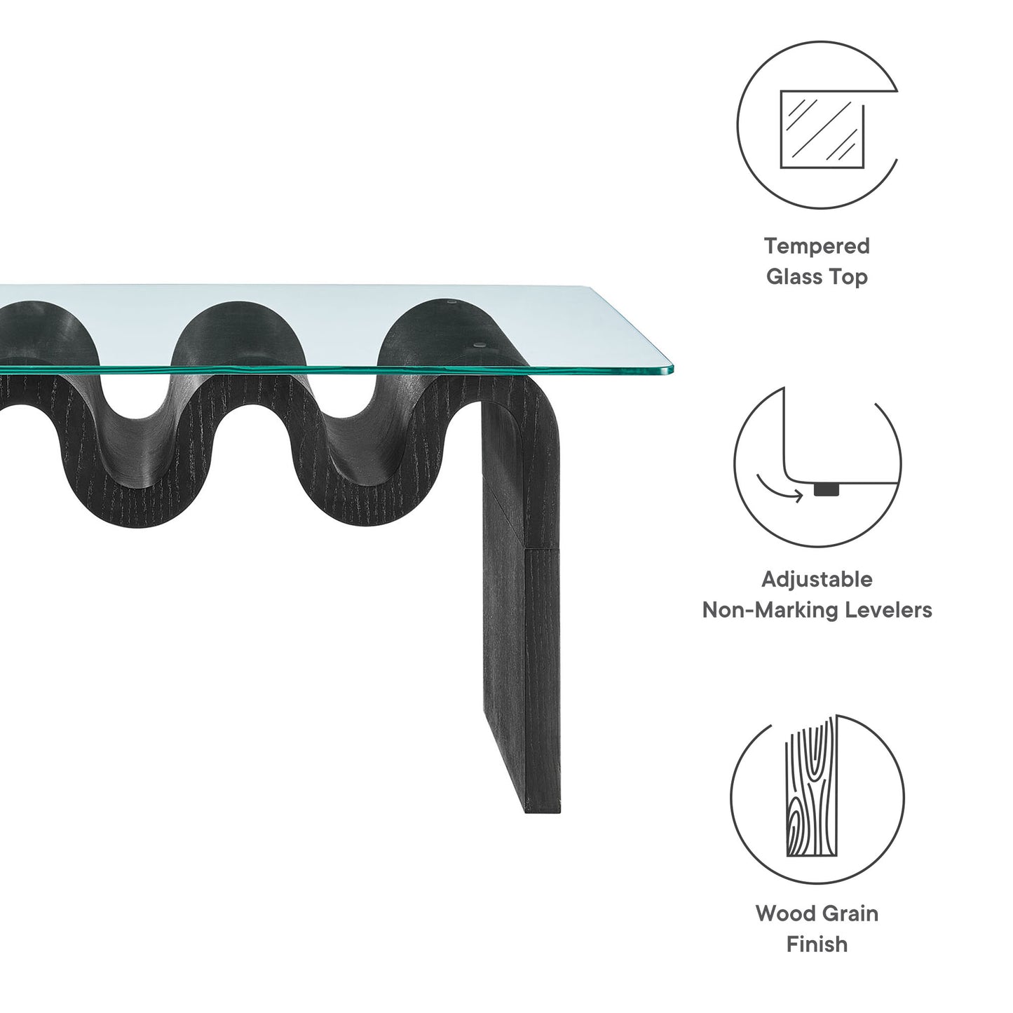 Ondine Glass Top Coffee Table by Furniture For America