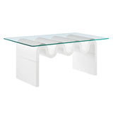 Agave Glass Top Coffee Table in White