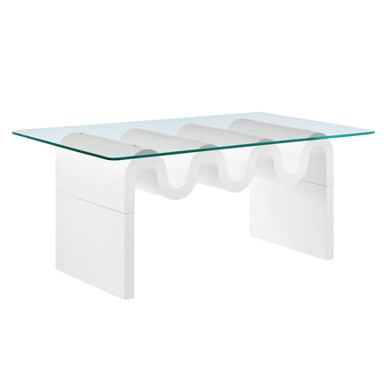 Ondine Glass Top Coffee Table in White