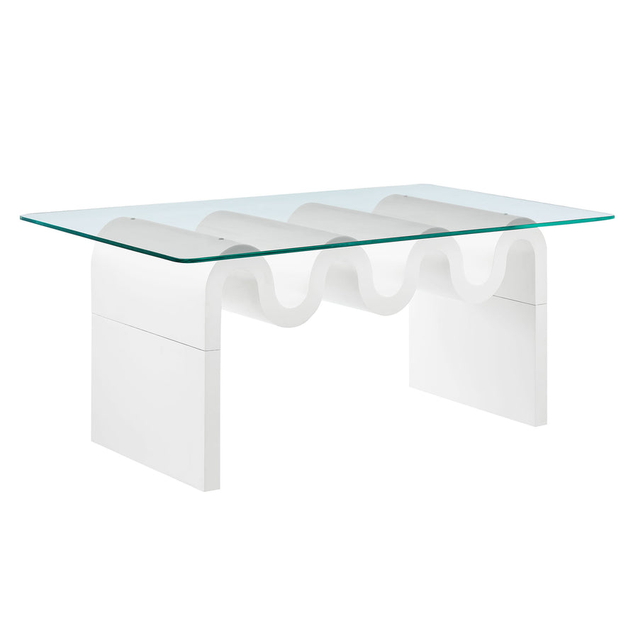 Agave Glass Top Coffee Table in White
