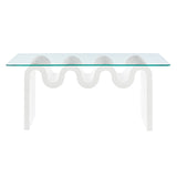 Agave Glass Top Coffee Table in White