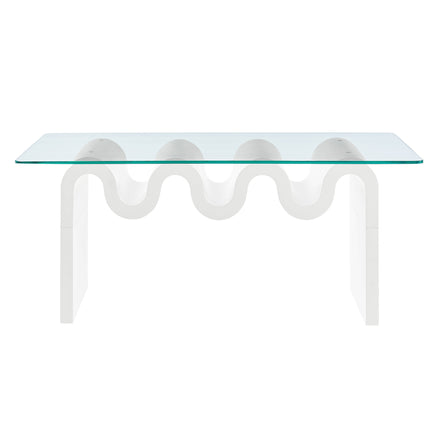 Ondine Glass Top Coffee Table in White