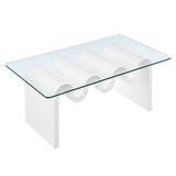 Agave Glass Top Coffee Table in White