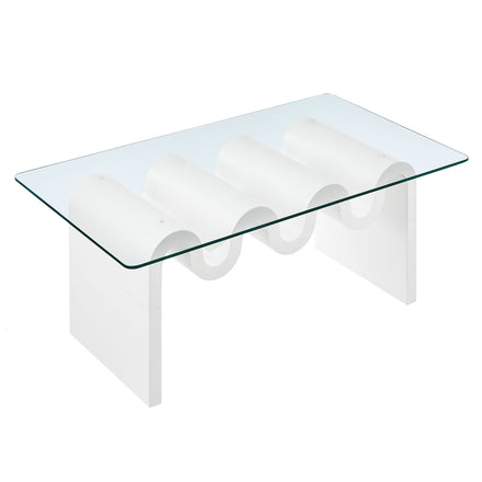 Ondine Glass Top Coffee Table in White