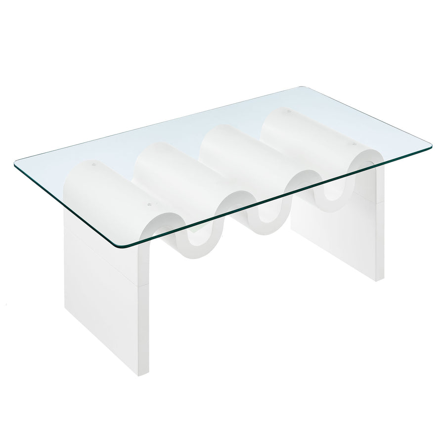 Agave Glass Top Coffee Table in White