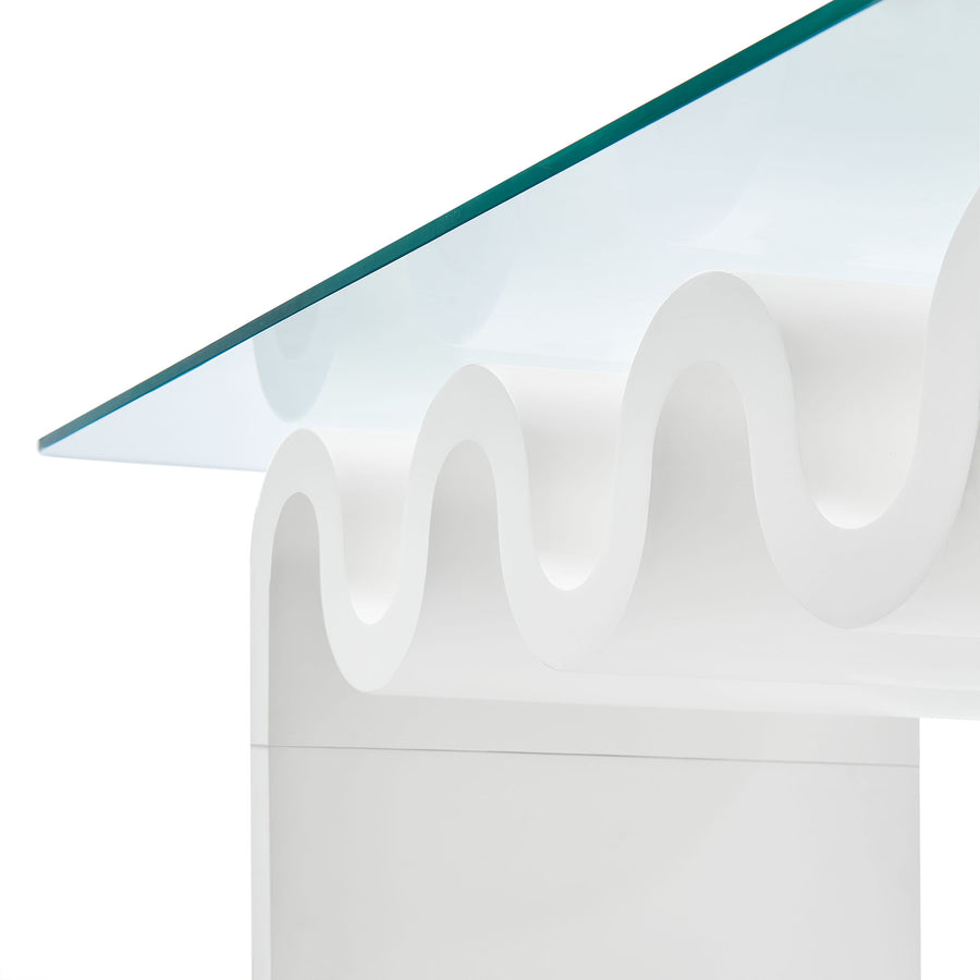 Agave Glass Top Coffee Table in White