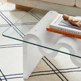 Agave Glass Top Coffee Table in White