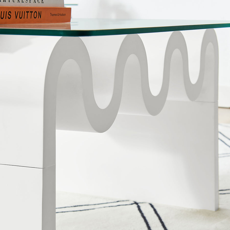Agave Glass Top Coffee Table in White