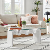 Agave Glass Top Coffee Table in White