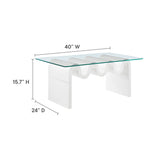 Agave Glass Top Coffee Table in White