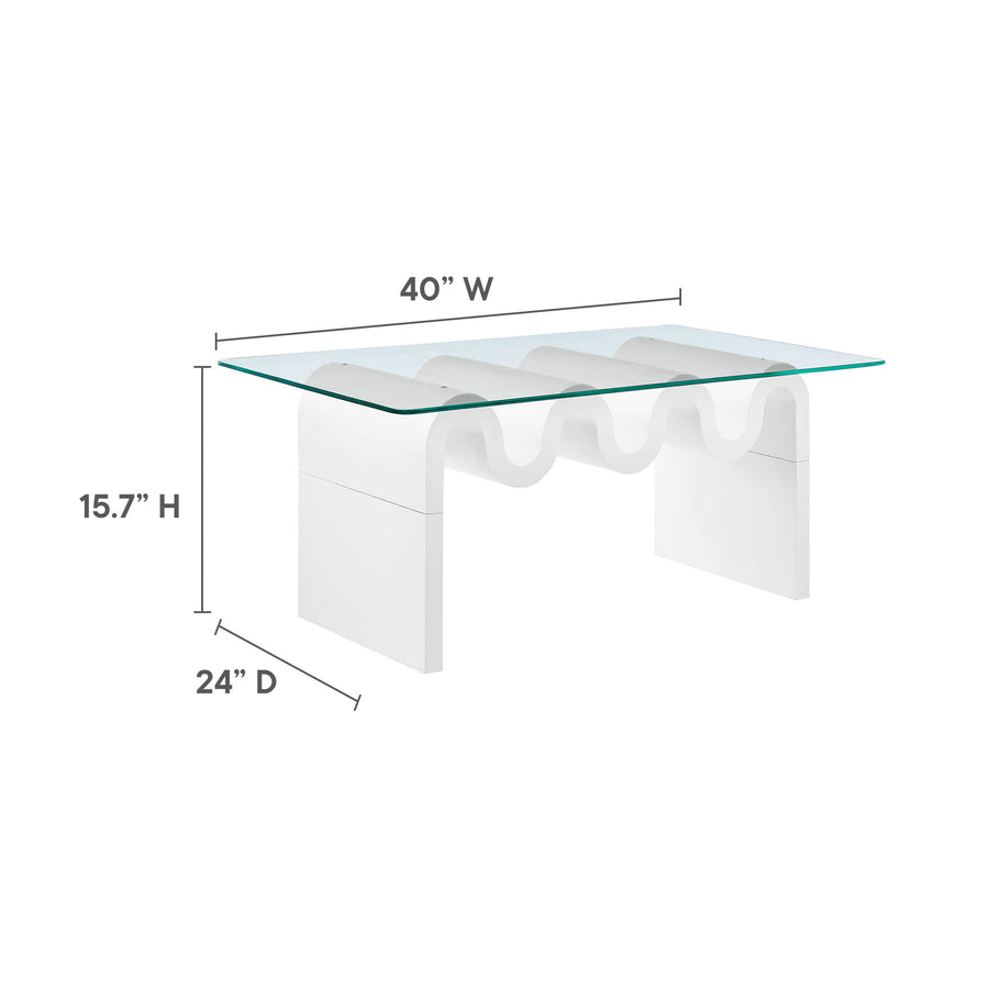 Agave Glass Top Coffee Table in White