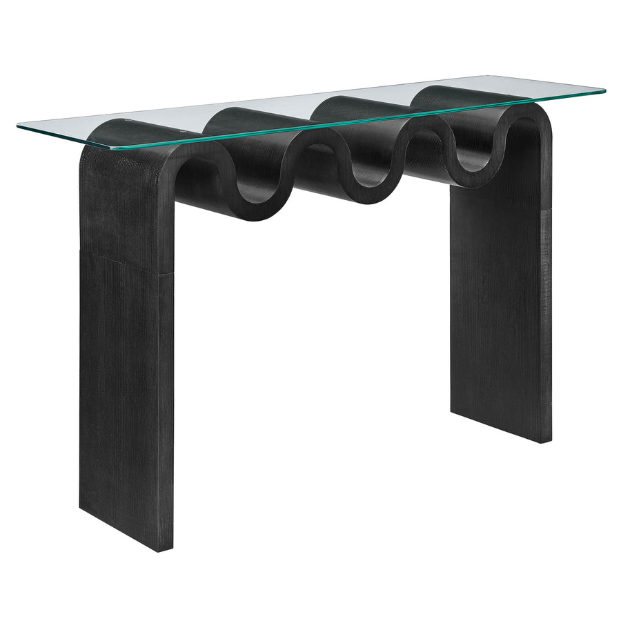 Agave Glass Top 50" Console Table in Black
