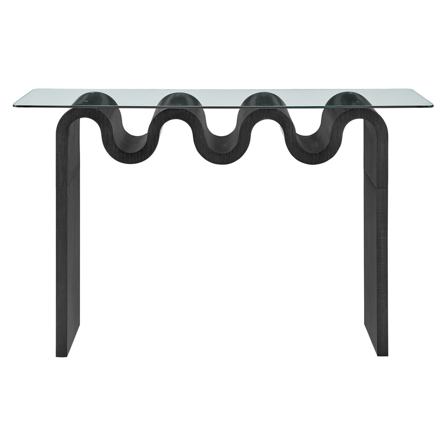 Agave Glass Top 50" Console Table in Black