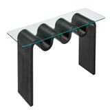 Agave Glass Top 50" Console Table in Black