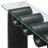 Agave Glass Top 50" Console Table in Black