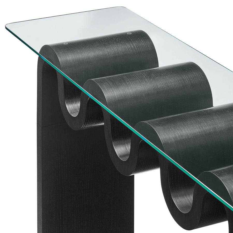 Agave Glass Top 50" Console Table in Black