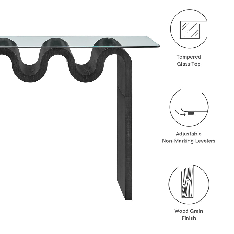Agave Glass Top 50" Console Table in Black