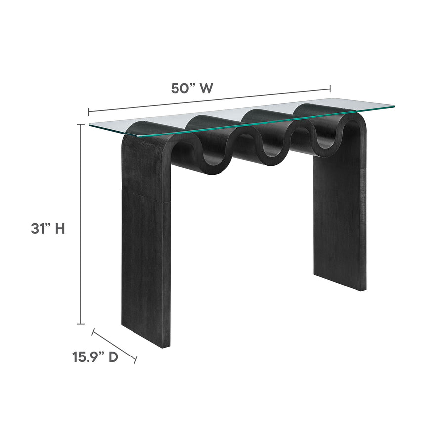 Agave Glass Top 50" Console Table in Black