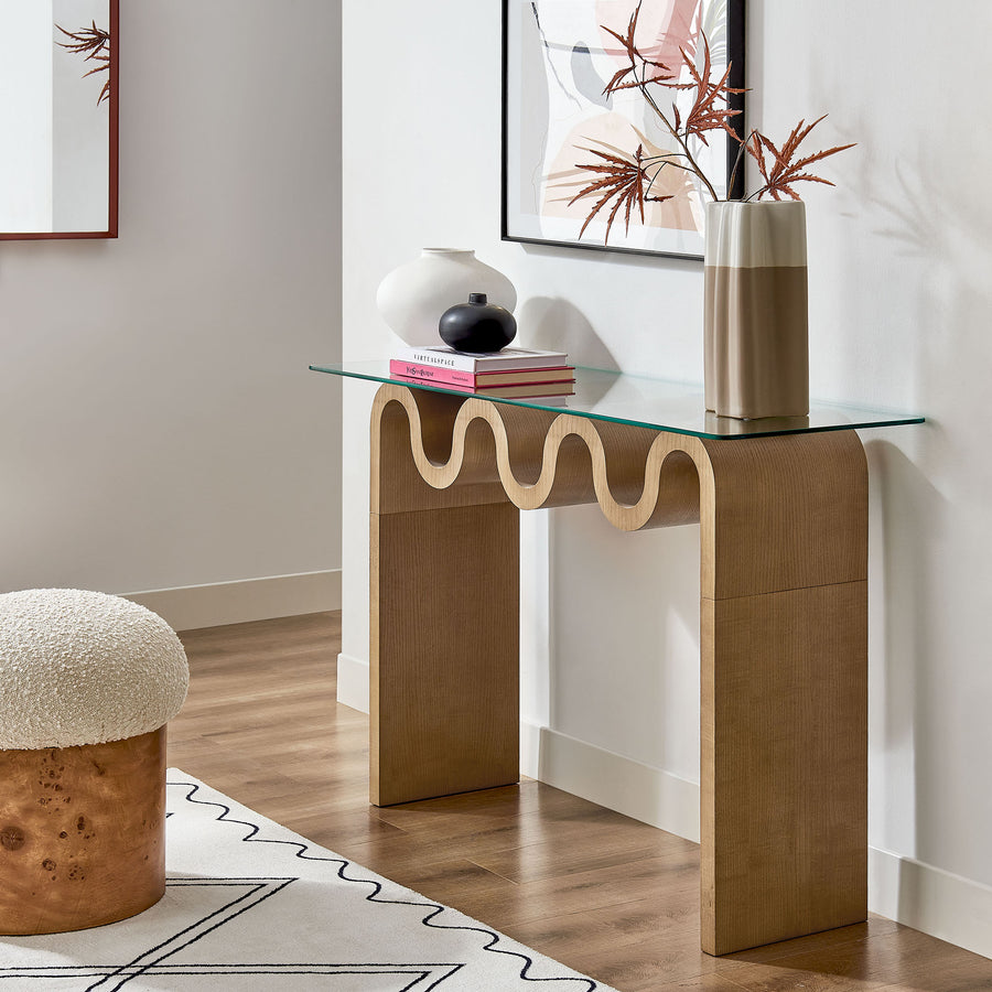 Agave Glass Top 50" Console Table in Natural