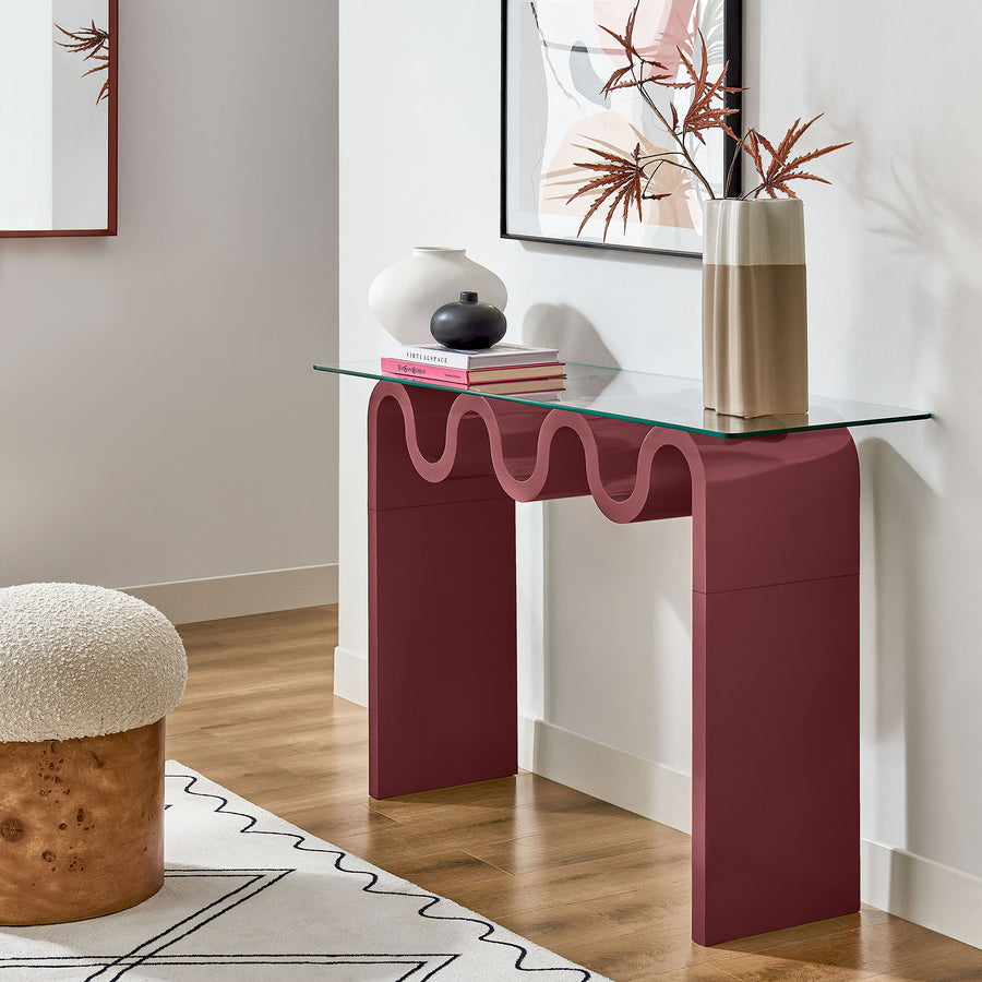 Agave Glass Top 50" Console Table in Spiced Apple