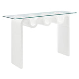 Agave Glass Top 50" Console Table in White