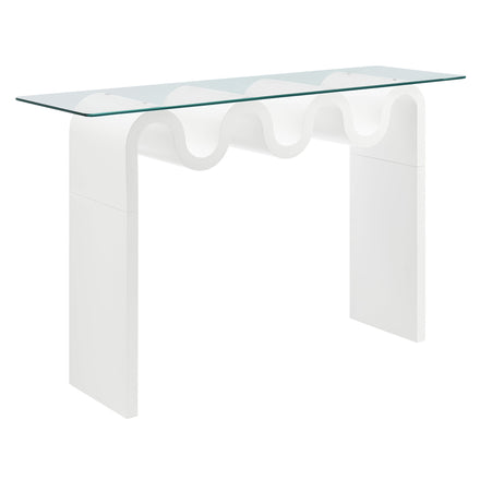 Ondine Glass Top 50" Console Table in White