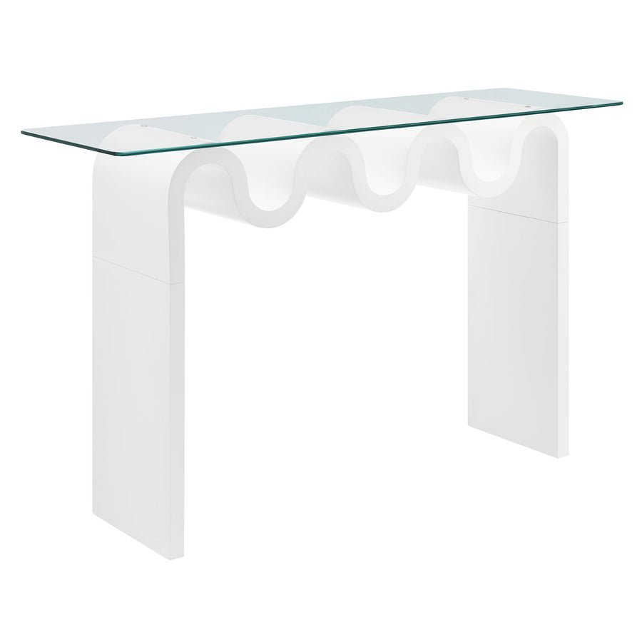 Agave Glass Top 50" Console Table in White