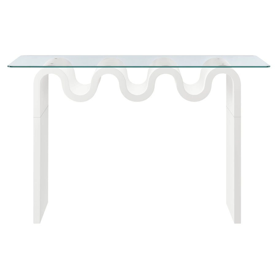 Agave Glass Top 50" Console Table in White