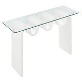 Agave Glass Top 50" Console Table in White