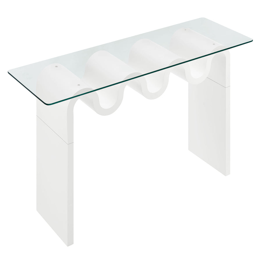 Agave Glass Top 50" Console Table in White