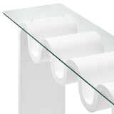 Agave Glass Top 50" Console Table in White