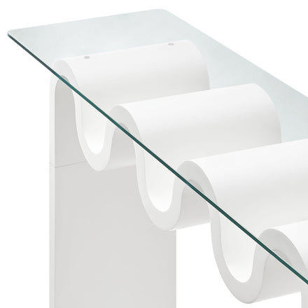 Ondine Glass Top 50" Console Table in White