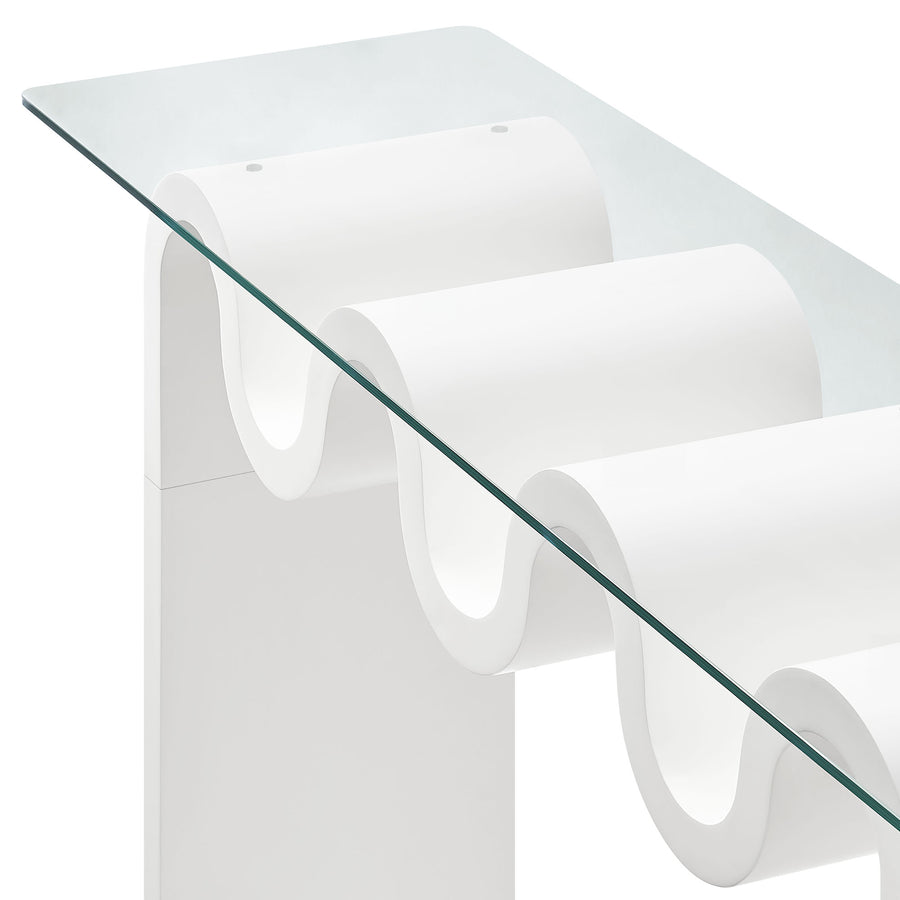 Agave Glass Top 50" Console Table in White