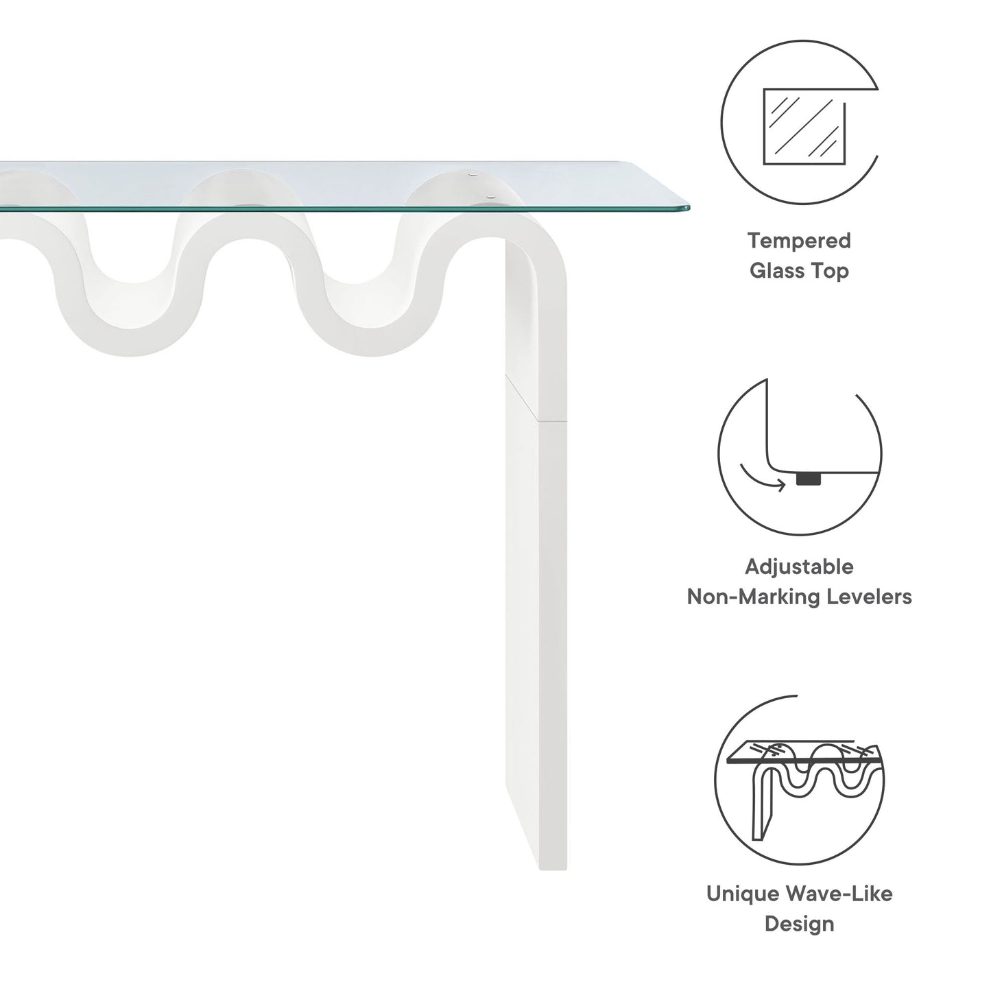 Ondine Glass Top 50" Console Table by Furniture For America