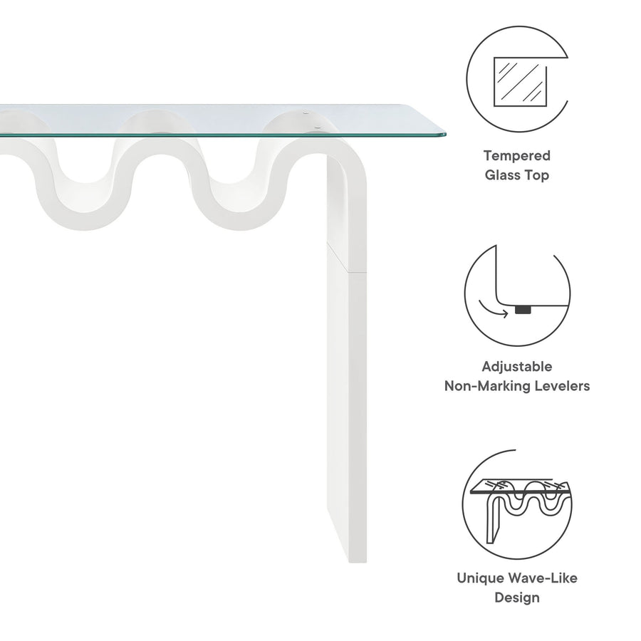 Agave Glass Top 50" Console Table in White