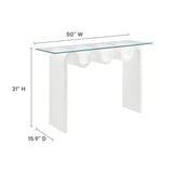 Agave Glass Top 50" Console Table in White