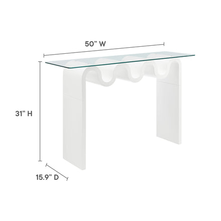 Ondine Glass Top 50" Console Table in White
