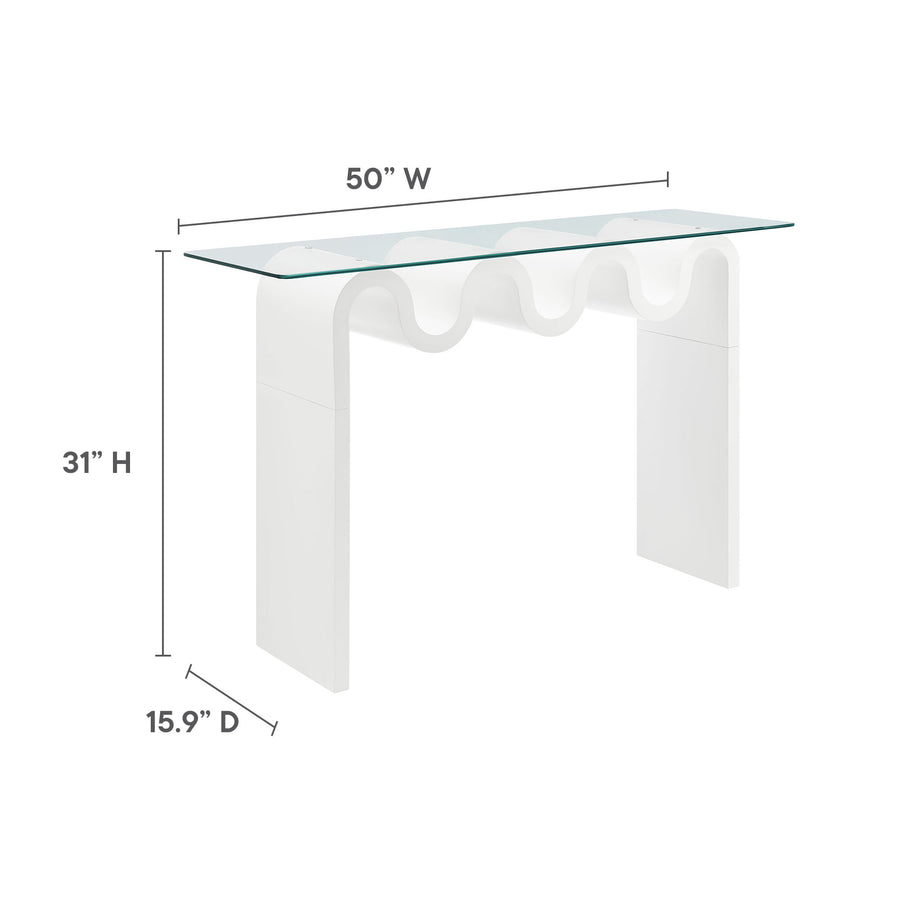 Agave Glass Top 50" Console Table in White