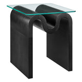Agave Glass Top Side Table in Black