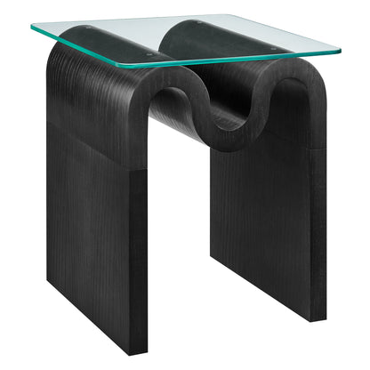 Ondine Glass Top Side Table by Furniture For America