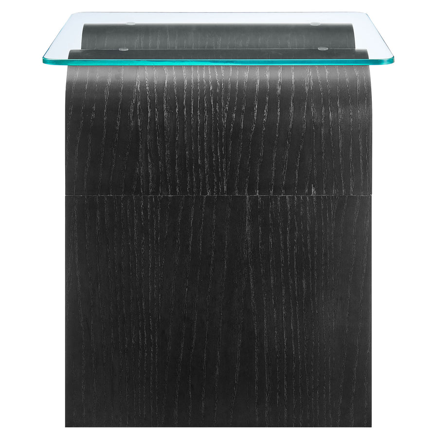 Agave Glass Top Side Table in Black