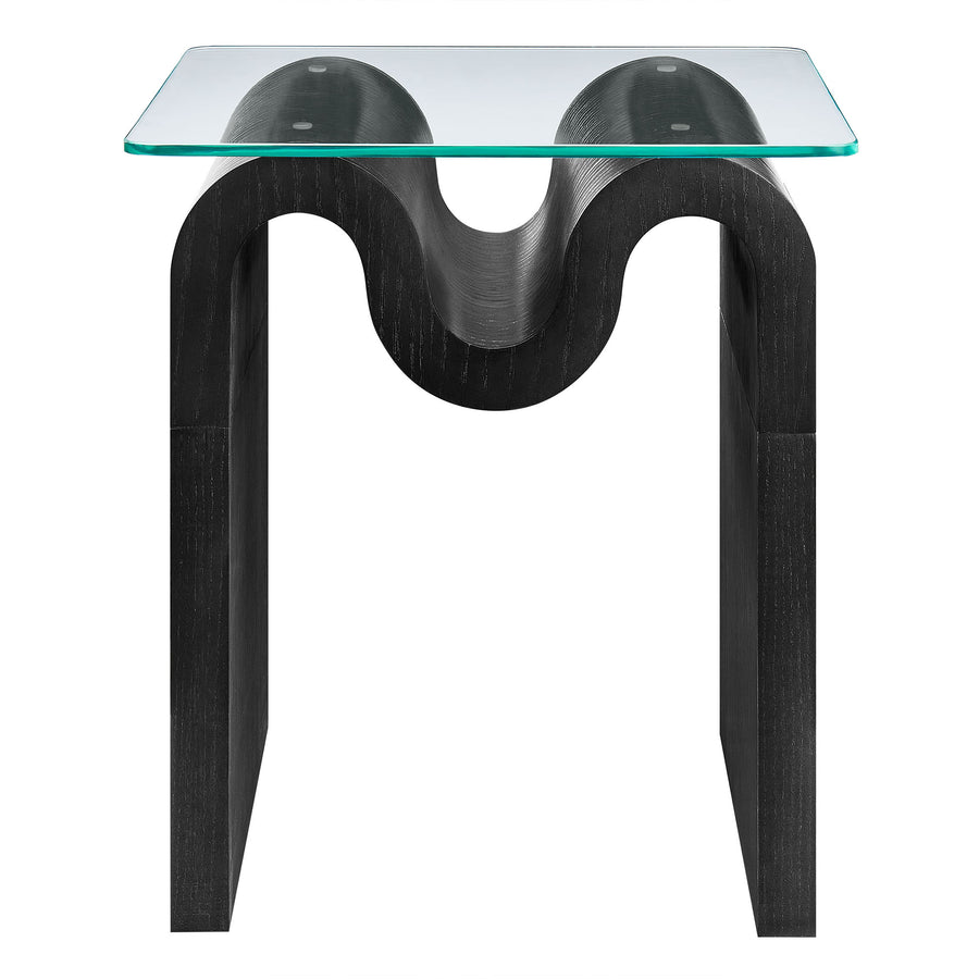 Agave Glass Top Side Table in Black