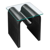 Agave Glass Top Side Table in Black